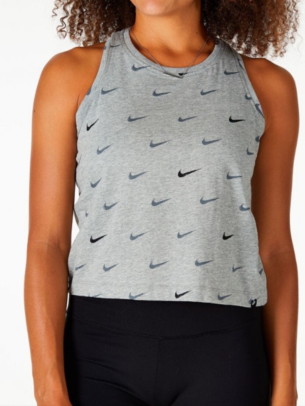 2 Nike Women's Dri-FIT Sleeveless Tank Top - Pink & Gray Crop Tops - Picture 3 of 5